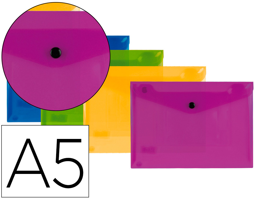 LIDERPAPEL - Carpeta dossier broche polipropileno din a5 pack de 4 colores surtidos (Ref. DS63)