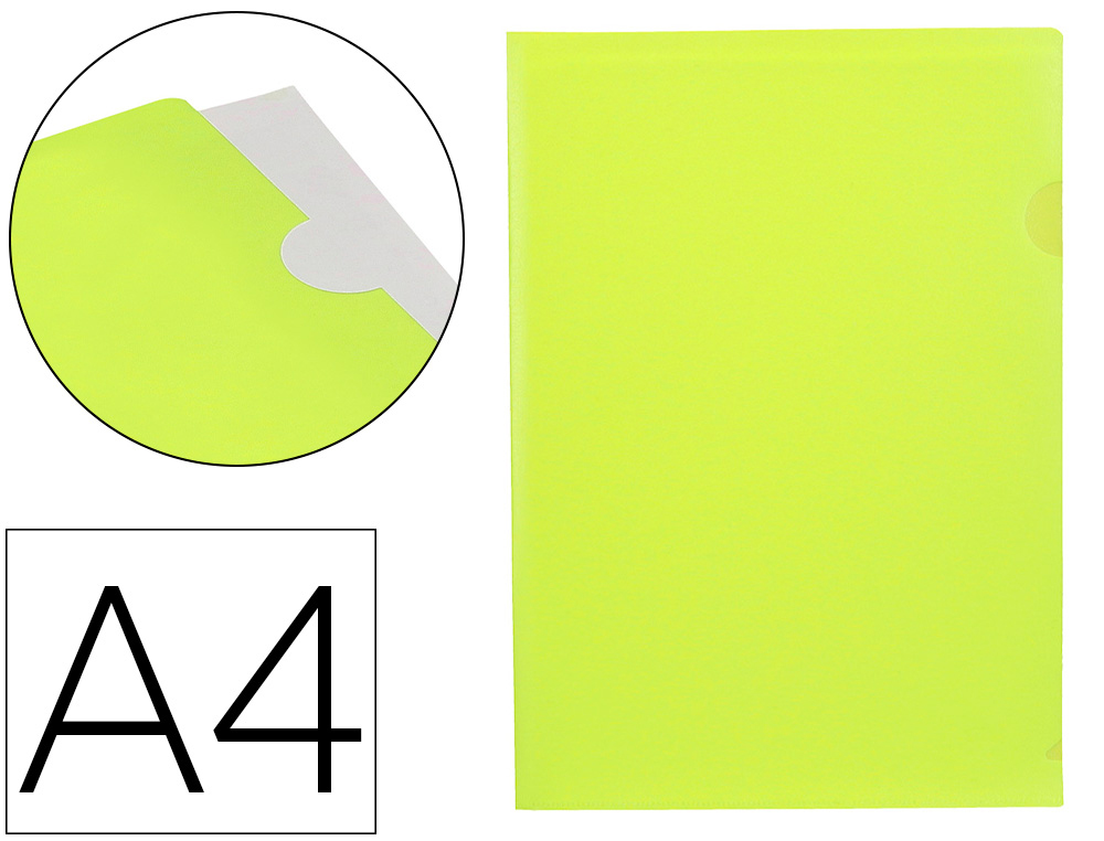 LIDERPAPEL - Carpeta dossier uñero polipropileno din A4 amarillo fluor opaco 20 hojas (Ref. BL19)