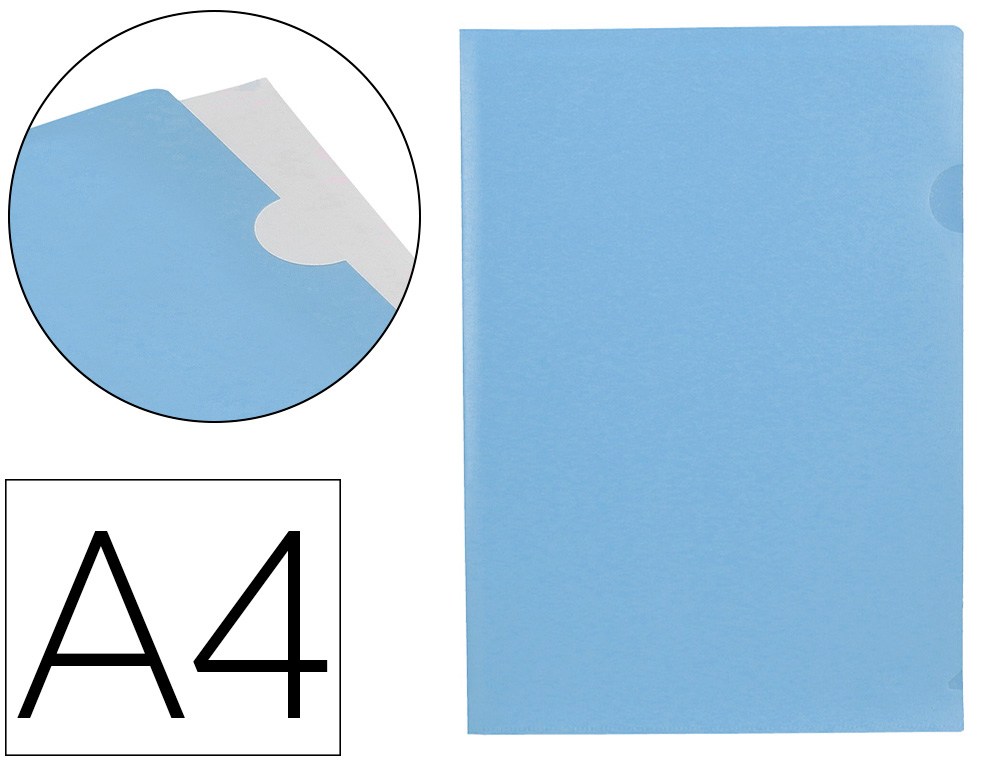 LIDERPAPEL - Carpeta dossier uñero polipropileno din A4 celeste opaco 20 hojas (Ref. BL22)