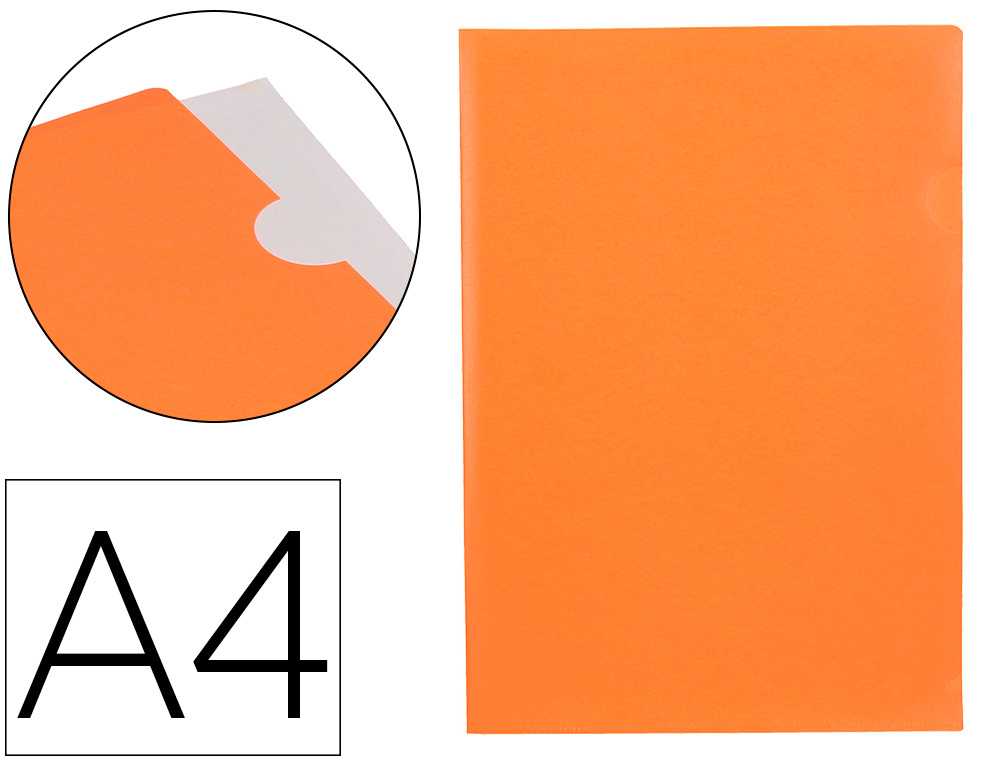 LIDERPAPEL - Carpeta dossier uñero polipropileno din A4 naranja fluor opaco 20 hojas (Ref. BL20)