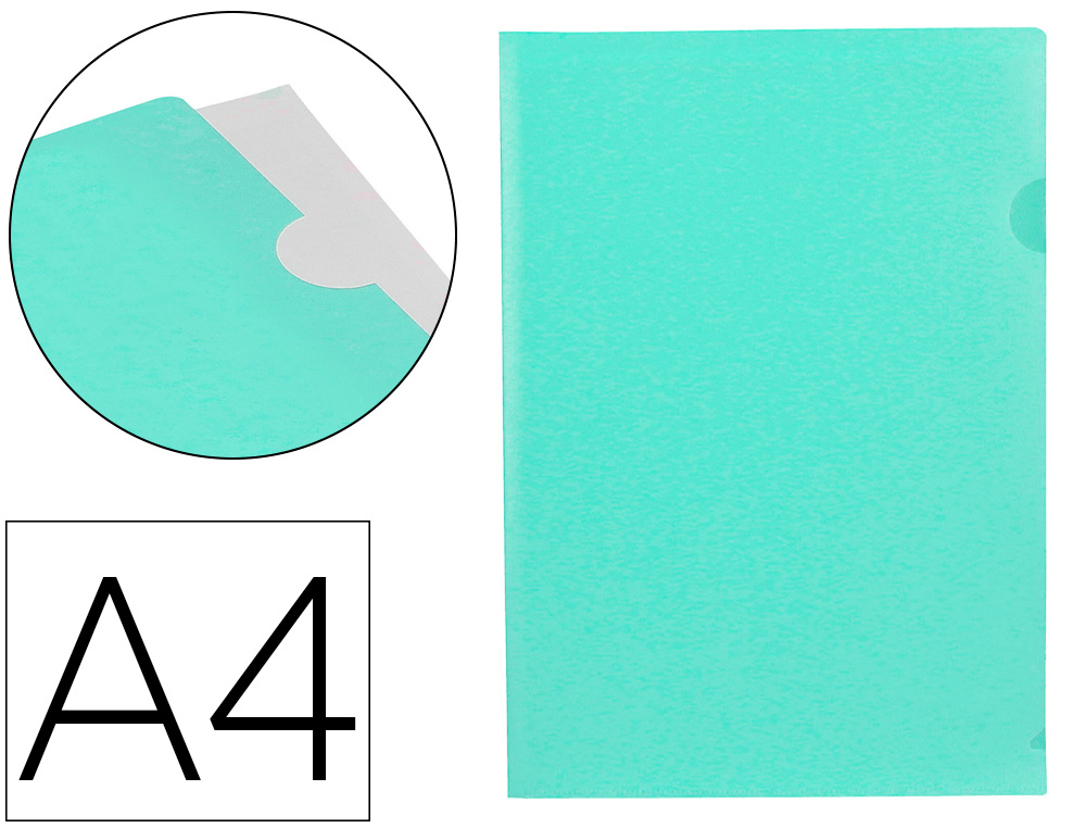 LIDERPAPEL - Carpeta dossier uñero polipropileno din A4 verde manzana opaco 20 hojas (Ref. BL23)