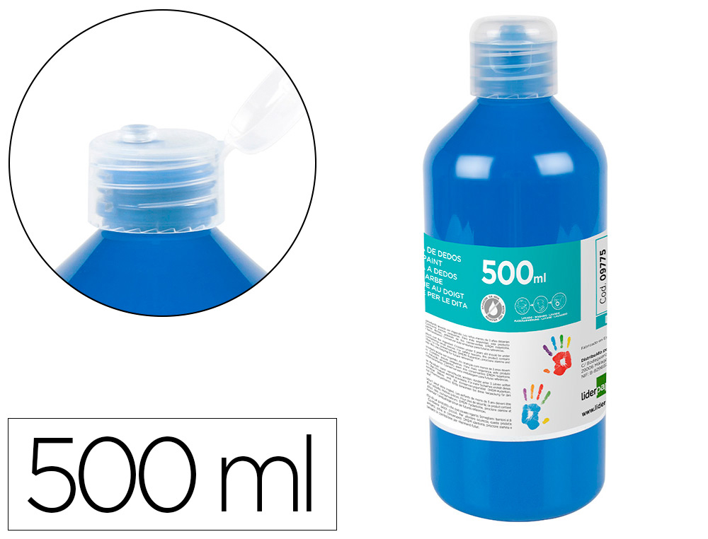 LIDERPAPEL - Pintura dedos botella de 500 ml azul (Ref. DD02)