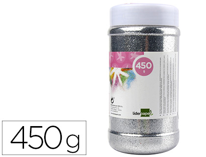 LIDERPAPEL - Purpurina fantasia color plata metalizado bote de 425 gr (Ref. PU28)