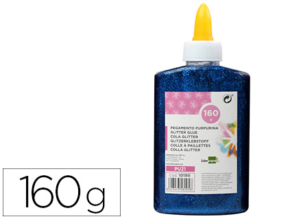 LIDERPAPEL - Purpurina pegamento fantasia azul metalizado bote de 160 gr (Ref. PU21)