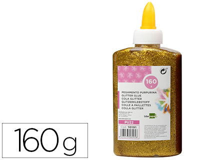 LIDERPAPEL - Purpurina pegamento fantasia oro metalizado bote de 160 gr (Ref. PU22)