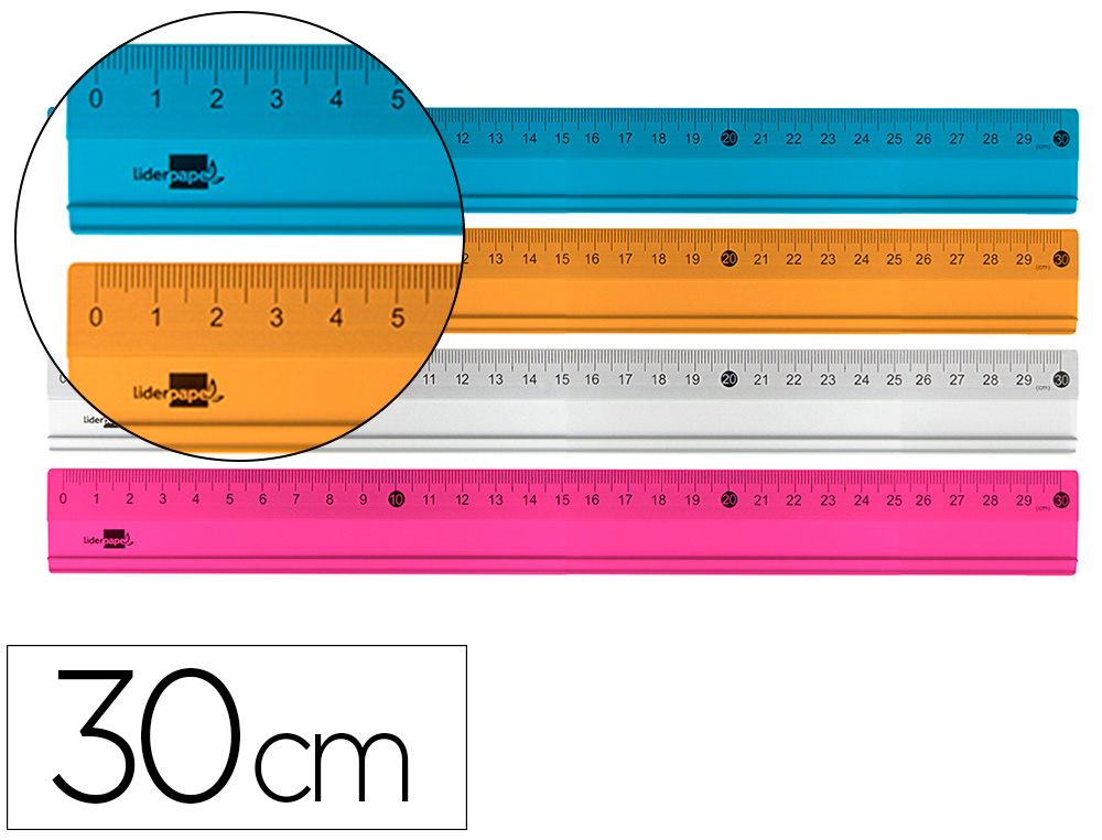 LIDERPAPEL - Regla 30 cm aluminio colores surtidos (Ref. RG19)