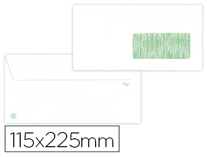 LIDERPAPEL - SOBRE BLANCO 115X225 MM VENTANA DERECHA SOLAPA TIRA DE SILICONA PAPEL RECICLADO 90 GR CAJA DE 500 (Ref.SL38)