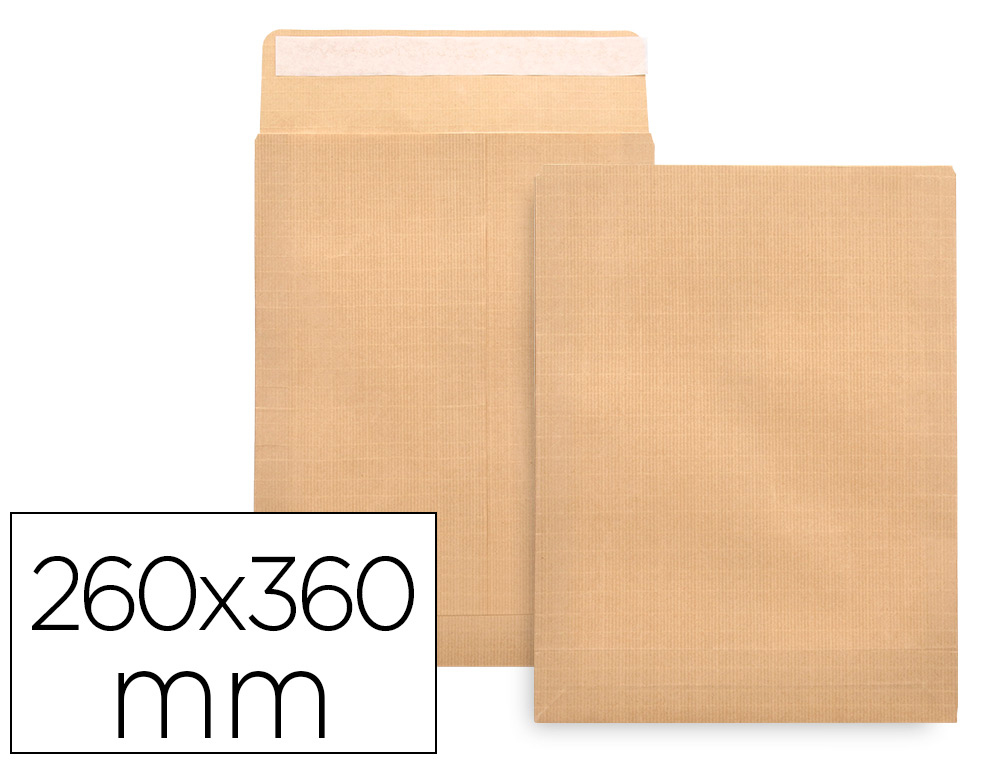LIDERPAPEL - SOBRE BOLSA ARMADO KRAFT ENVIO SEGURIDAD 260X360 MM SOLAPA TIRA DE SILICONA PAPEL 120 GR CAJA DE 100 (Ref.SL45)