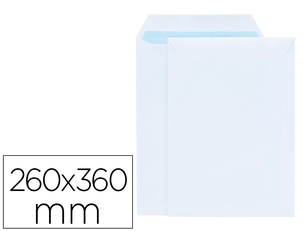 LIDERPAPEL - SOBRE BOLSA BLANCO 260X360 MM SOLAPA TIRA DE SILICONA PAPEL OFFSET 100 GR CAJA DE 250 UNIDADES (Ref.SL39)