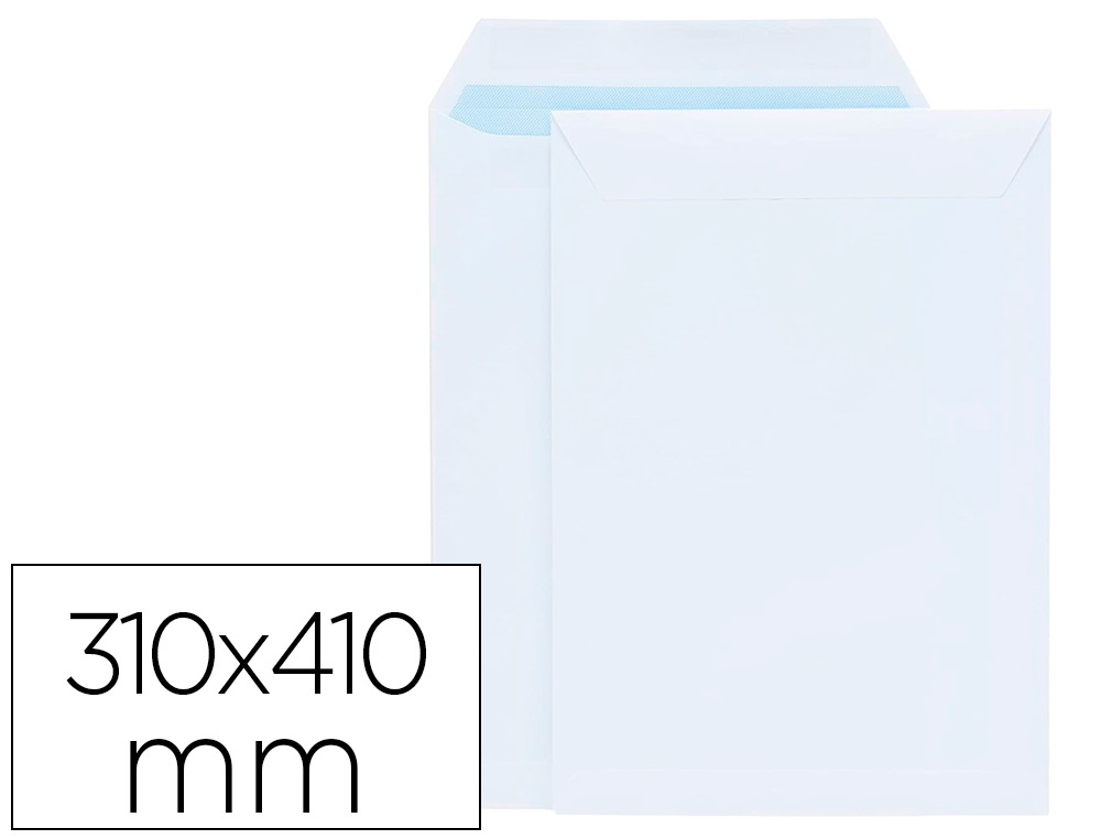 LIDERPAPEL - SOBRE BOLSA BLANCO 310X410 MM SOLAPA TIRA DE SILICONA PAPEL OFFSET 100 GR CAJA DE 250 UNIDADES (Ref.SL40)