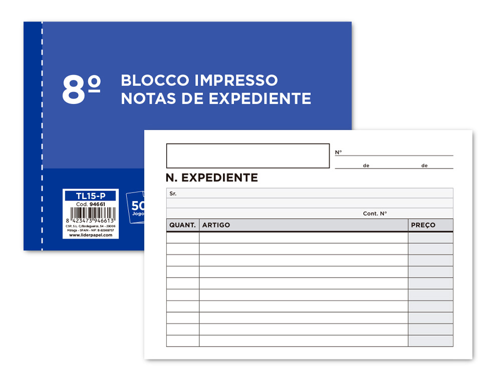 LIDERPAPEL - Talonario notas de expediente octavo duplo -texto en portugues (Ref. TL15-P)