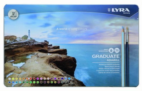 LYRA - Lapices de colores graduate aquarell caja metalica de 36 colores surtidos + pincel (Ref. 2881360)