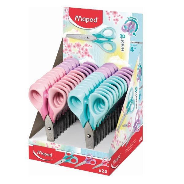 MAPED - TIJERAS SENSOFT 3D 13CM COLORES PASTEL -EXPOSITOR DE 24U- (Ref.484211)