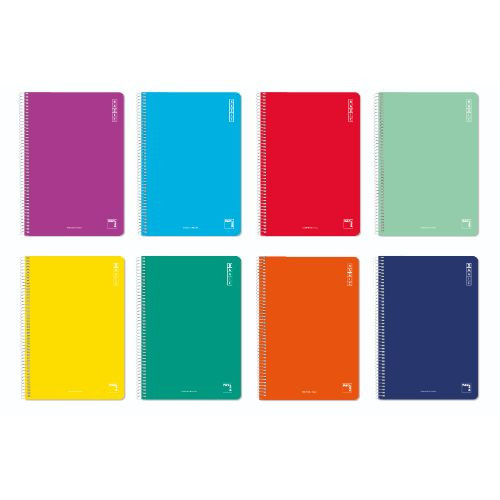 PACSA - CUADERNO BASIC 80 HOJAS 1 LINEA TAPAS CARTÓN CUARTO 60GR COLORES SURTIDO -10U- (Ref.16429)