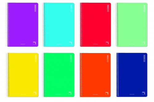 PACSA - CUADERNO BASIC 80 HOJAS PAUTA 2.5CM TAPAS CARTÓN CUARTO 60GR COLORES SURTIDO -10U- (Ref.16430)