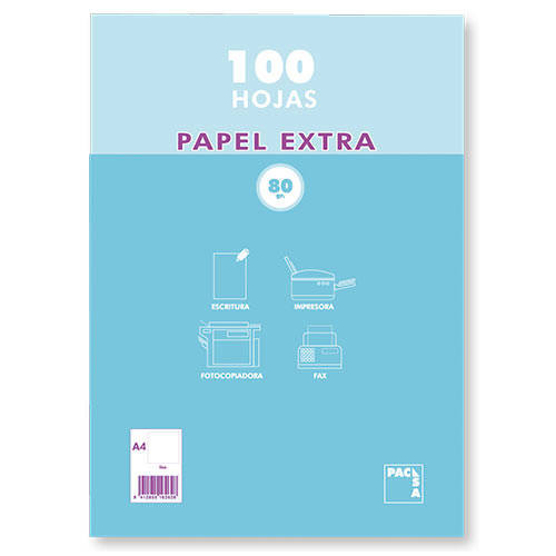 PACSA - PAQUETE DE PAPEL DE 100 HOJAS RETRACTILADO LISO A4 80 GR (Ref.21811)