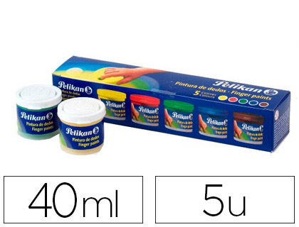 PELIKAN - Pintura a dedos 40 ml cd/40s caja de 5 colores surtidos (Ref. 24004954)