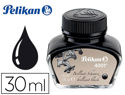 PELIKAN - Tinta estilografica 4001 negro brillante frasco 30 ml (Ref. 301051)