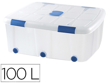 PLASTICFORTE - Contenedor plastico 100 litros n 15 transparente con tapa 330x800x600 mm (Ref. 11336)