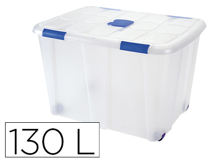 PLASTICFORTE - Contenedor plastico 130 litros n 16 transparente con tapa 480x740x540 mm (Ref. 11346)