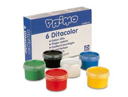 PRIMO - Pintura de dedos 250 g caja de 6 unidades colores surtidos (Ref. 222TD6G)