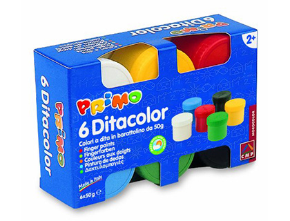 PRIMO - Pintura de dedos 50 g caja de 6 unidades colores surtidos (Ref. 226TD50S)