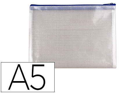 Q-CONNECT - BOLSA MULTIUSOS MALLA DIN A5 APERTURA SUPERIOR CON CREMALLERA AZUL (Ref.KF18666)