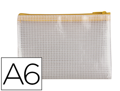 Q-CONNECT - BOLSA MULTIUSOS MALLA DIN A6 APERTURA SUPERIOR CON CREMALLERA AMARILLO (Ref.KF18667)