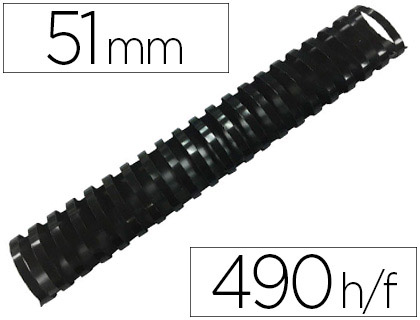 Q-CONNECT - CANUTILLO OVALADO 51 MM PLASTICO NEGRO CAPACIDAD 490 HOJAS CAJA DE 10 UNIDADES (Ref.KF15867)