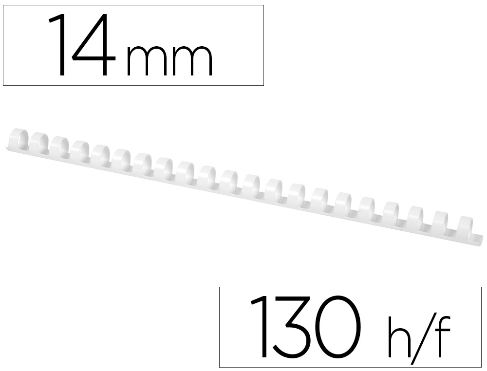 Q-CONNECT - CANUTILLO REDONDO 14 MM PLASTICO BLANCO CAPACIDAD 130 HOJAS CAJA DE 100 UNIDADES (Ref.KF24052)