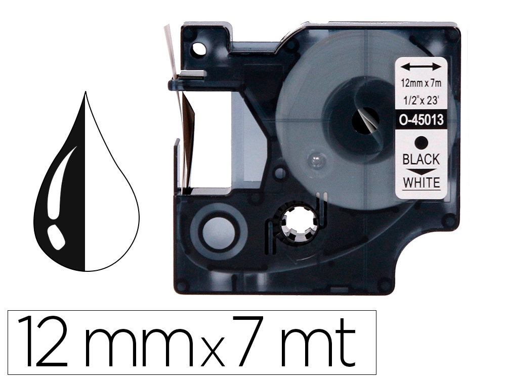 Q-CONNECT - Cinta 1000 negro-blanco 12mm x 7mt dymo (Ref. KF18793)