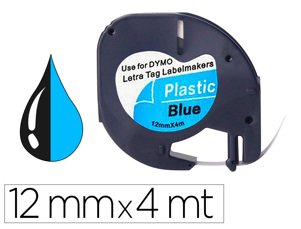 Q-CONNECT - Cinta 12mm x 4mt negro-ultra azul para maquina letratag (Ref. KF18842)