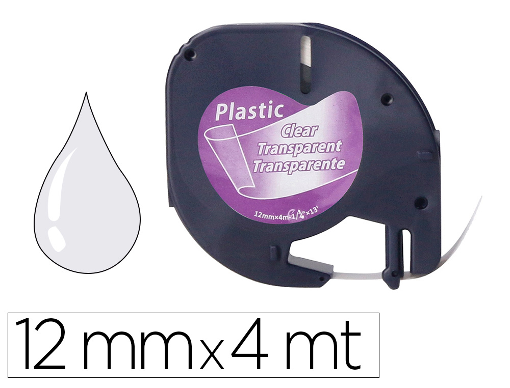 Q-CONNECT - Cinta 12mm x 4mt transparente para maquina letratag (Ref. KF18837)