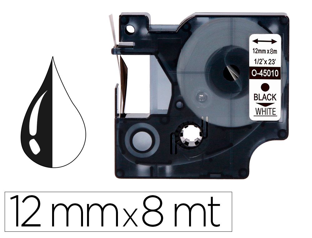 Q-CONNECT - Cinta mk-221 blanco-negro 9mm longitud 8 mt (Ref. KF18863)