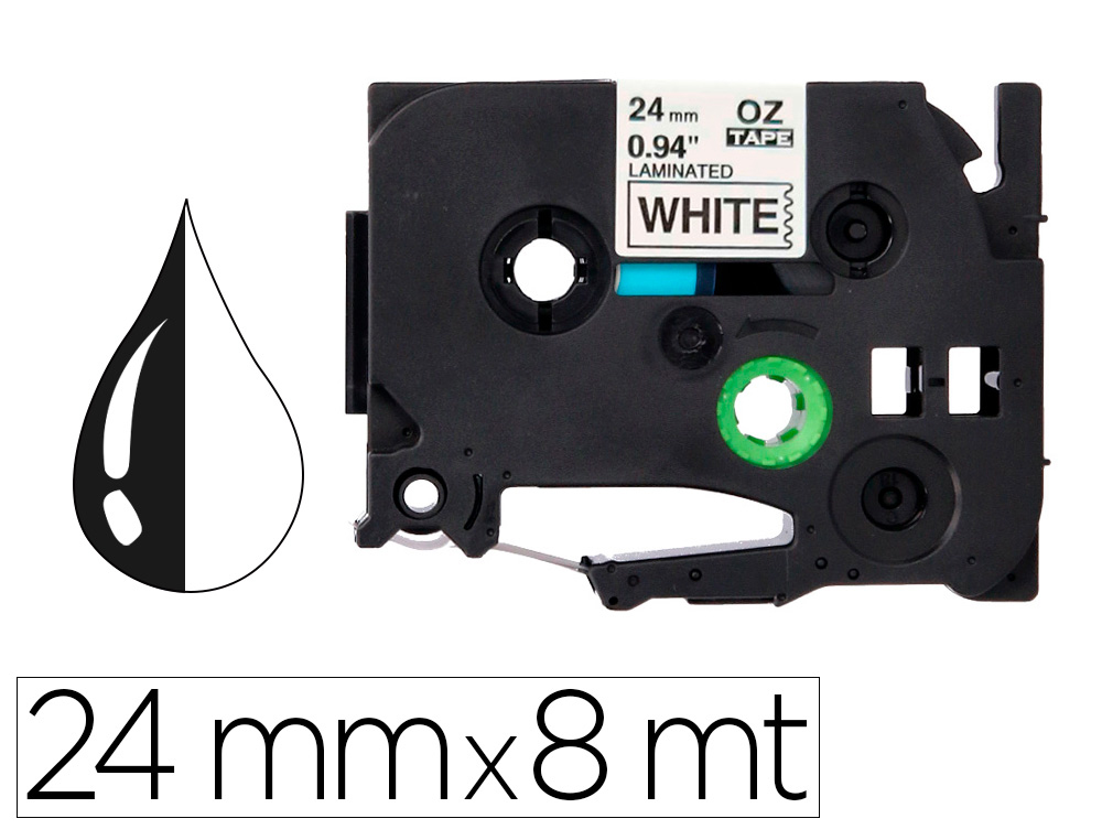 Q-CONNECT - Cinta tze-251 blanco-negro 24mm longitud 8 mt (Ref. KF18799)