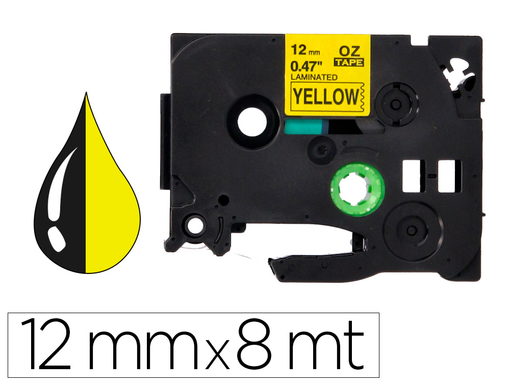 Q-CONNECT - Cinta tze-631 amarillo-negro 12mm longitud 8 mt (Ref. KF18862)