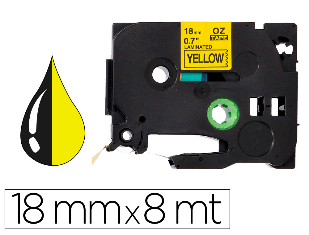 Q-CONNECT - Cinta tze-641 amarillo-negro 18mm longitud 8 mt (Ref. KF18866)