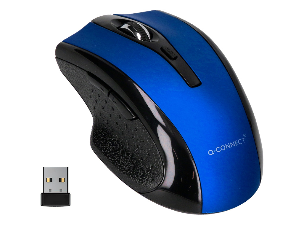 Q-CONNECT - Raton optico inalambrico 1000 dpi receptor usb 2,4 ghz azul (Ref. KF18069)
