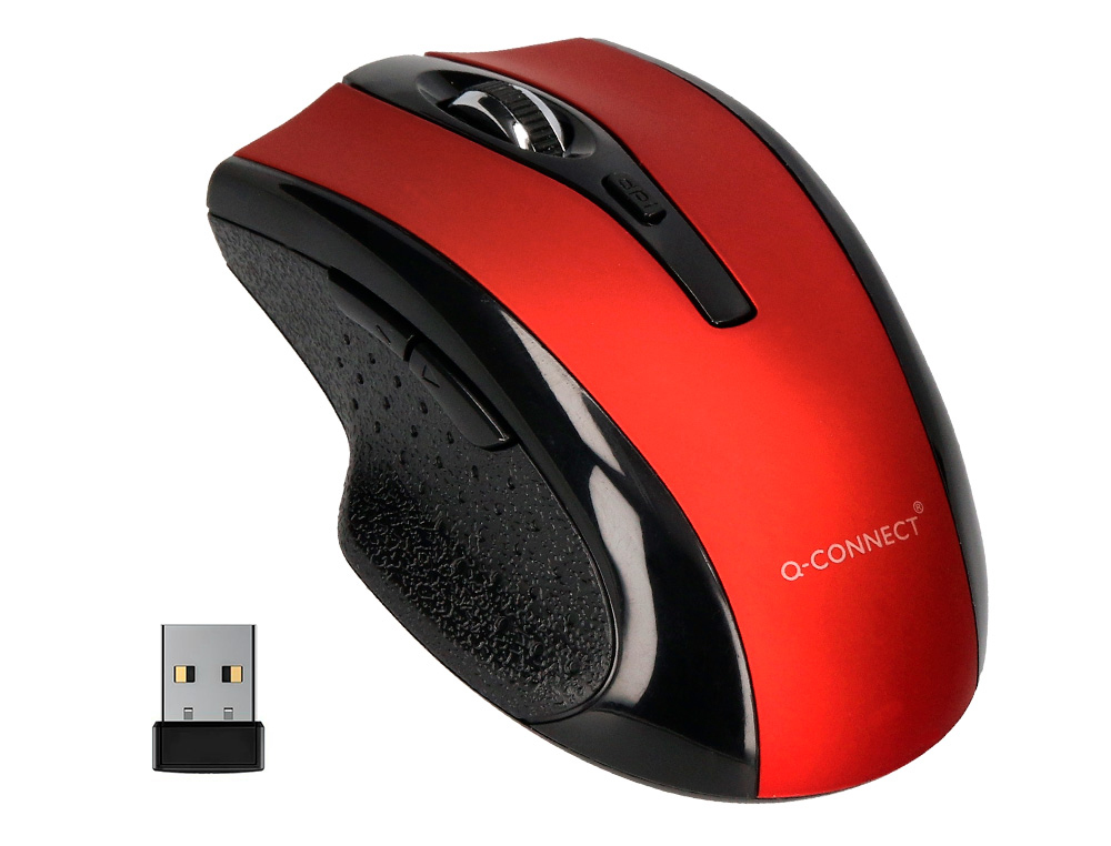 Q-CONNECT - Raton optico inalambrico 1000 dpi receptor usb 2,4 ghz rojo (Ref. KF18068)
