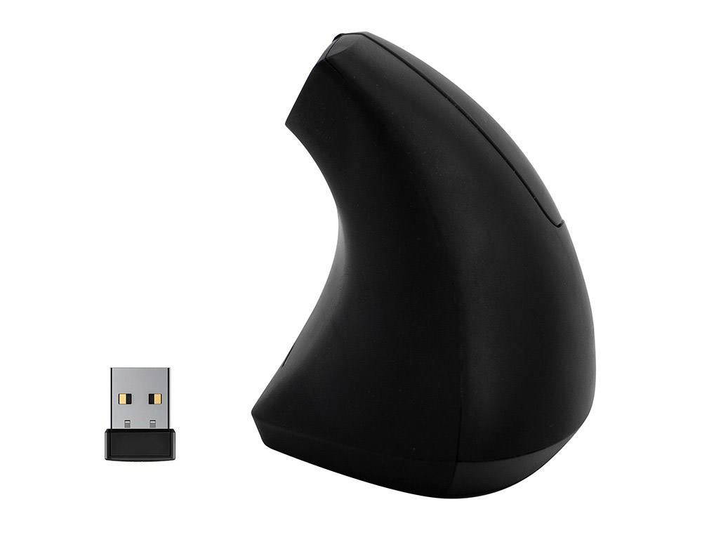Q-CONNECT - Raton optico inalambrico ergonomico vertical pilas aaa negro (Ref. KF10714)