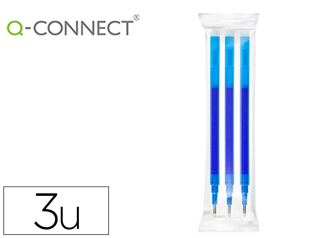 Q-CONNECT - Recambio boligrafo retractil kf11058 borrable azul caja de 3 unidades (Ref. KF11058)