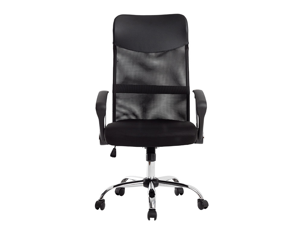 Q-CONNECT - Silla de direccion base metal respaldo alto regulable en altura 1110+100mm alto piel y malla (Ref. KF19025)
