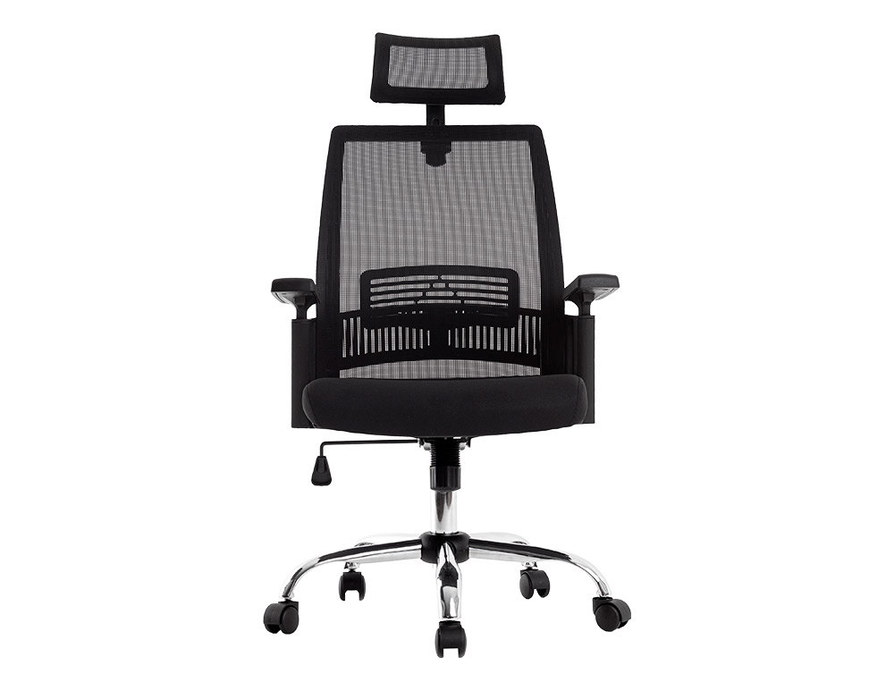Q-CONNECT - Silla de direccion ergonomica base metal respaldo alto con reposacabeza ajustable (Ref. KF19024)