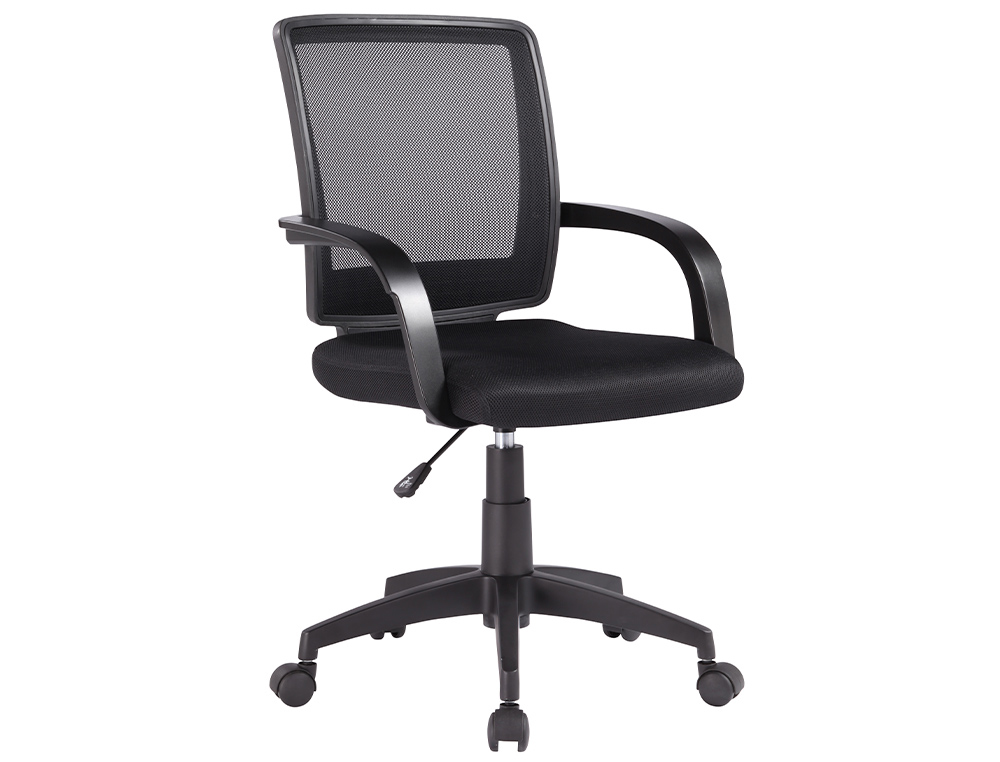 Q-CONNECT - Silla giratoria respaldo medio regulable en altura 900+100x560x570 mm color negro (Ref. KF19010)