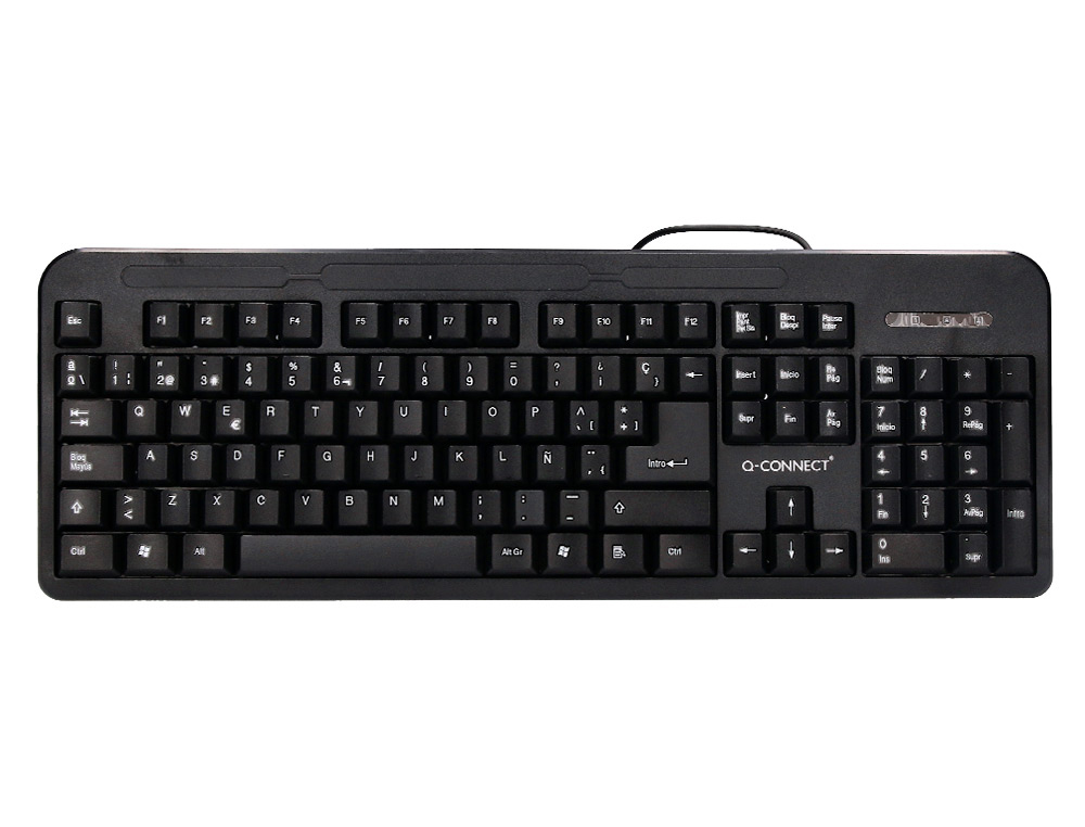 Q-CONNECT - Teclado negro con cable 1,5 m compatible windows 95 / 98 / nt / me / 2000 / xp / 7 / 8 / vista (Ref. KF17989)