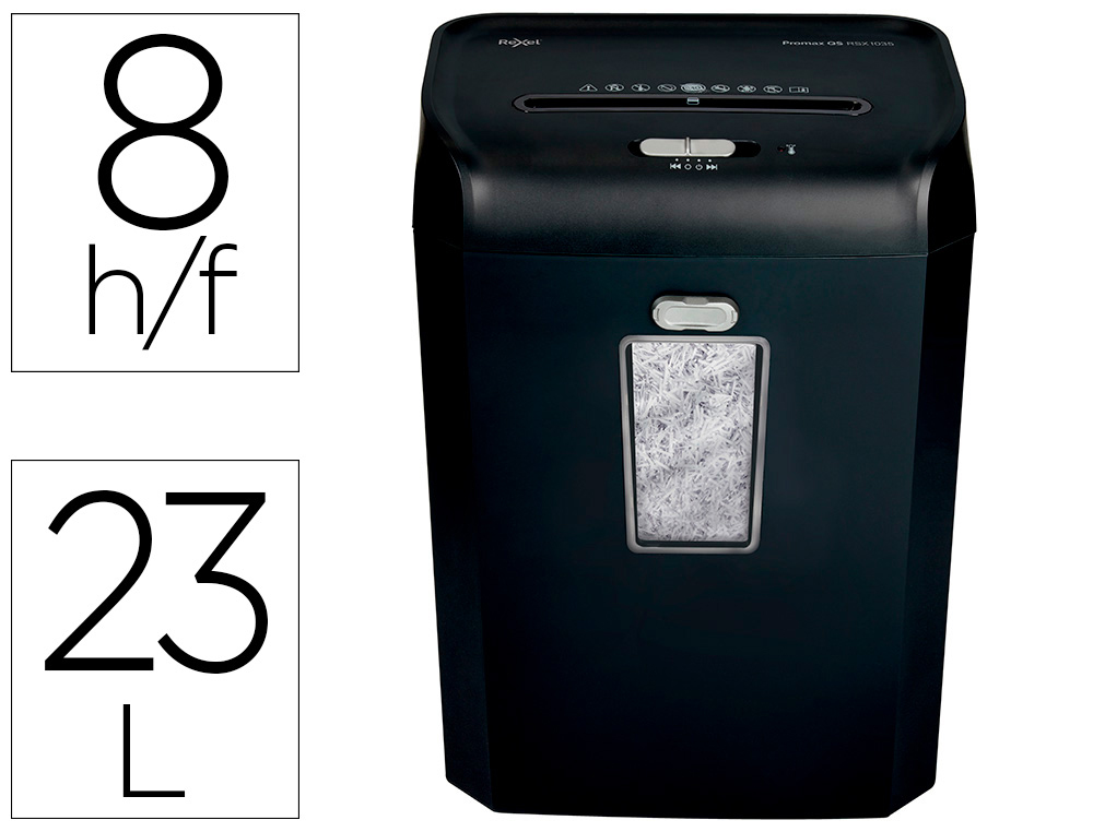 REXEL - Destructora de documentos promax qs rex823 capacidad 8 hojas particulas destruye grapas clips y (Ref. 2104583EU)
