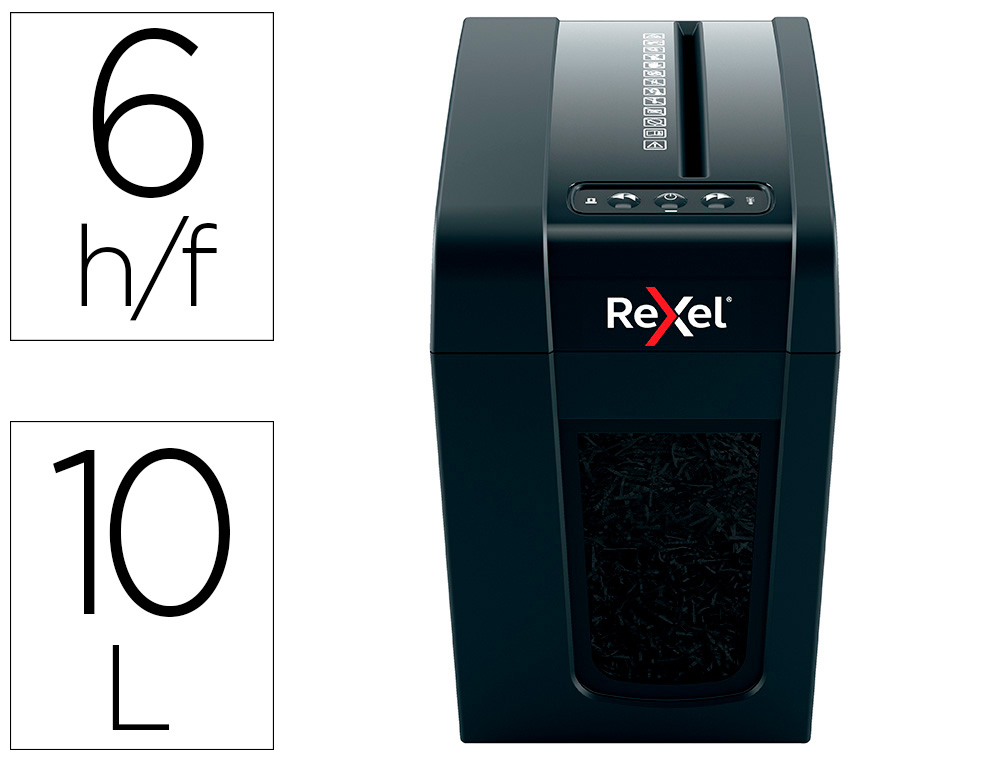 REXEL - Destructora de documentos secure x6-sl capacidad 6 hojas particulas destruye grapas y clips (Ref. 2020125EU)