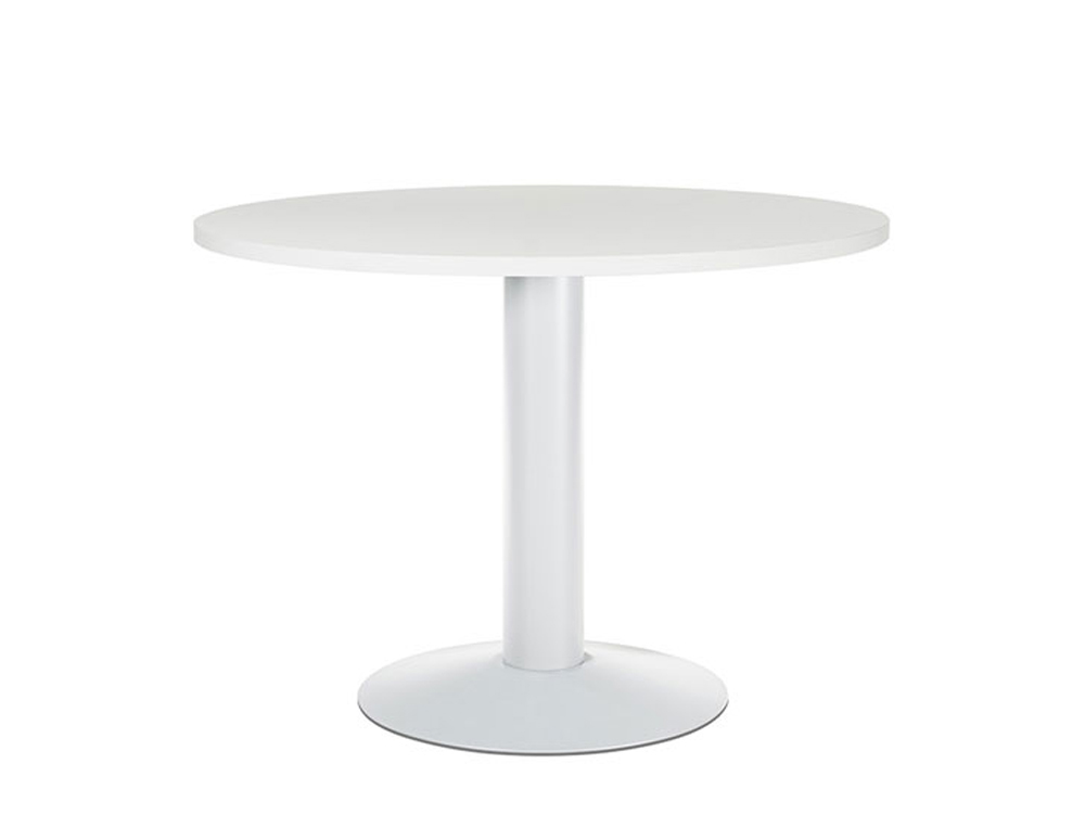 ROCADA - MESA DE REUNION MEETING ESTRUCTURA COLUMNA ACERO BLANCO TABLERO MADERA BLANCO 100 CM DIAMETRO (Ref.3005ATW04)