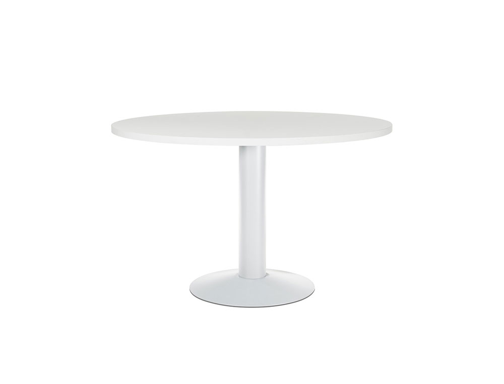 ROCADA - MESA DE REUNION MEETING ESTRUCTURA COLUMNA ACERO BLANCO TABLERO MADERA BLANCO 120 CM DIAMETRO (Ref.3006ATW04)