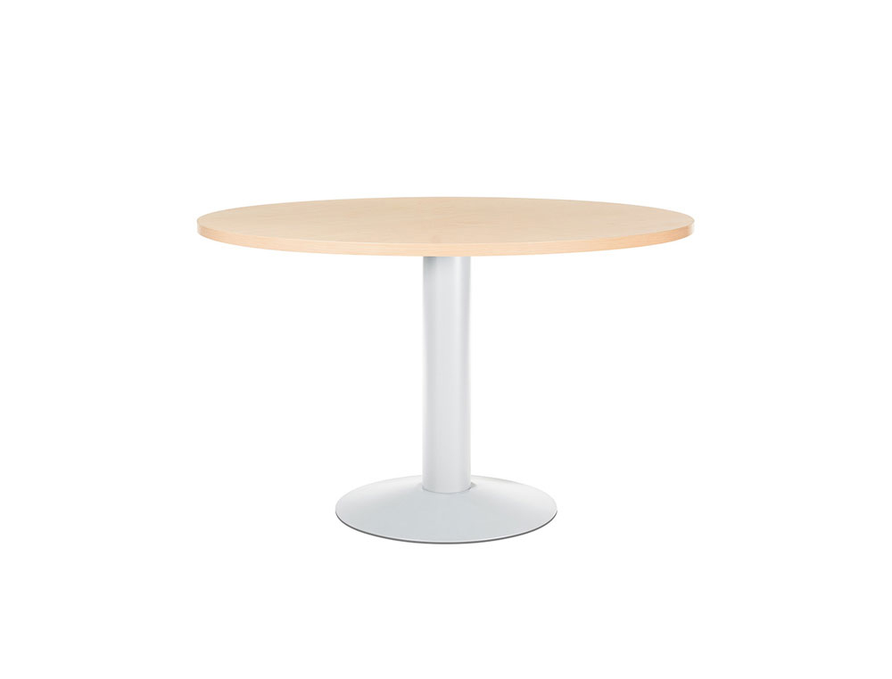 ROCADA - MESA DE REUNION MEETING ESTRUCTURA COLUMNA ACERO BLANCO TABLERO MADERA HAYA 120 CM DIAMETRO (Ref.3006ATW01)